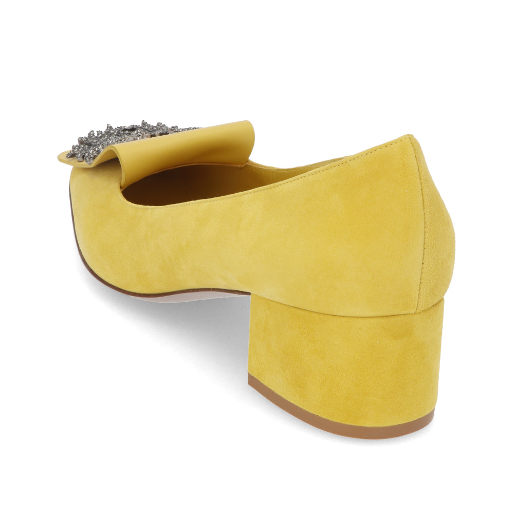 ヴァレンティノ VALENTINO パンプス TW2S0V29 ZCI KG0 レディース イエロー チャンキーヒール ビジュー 新品