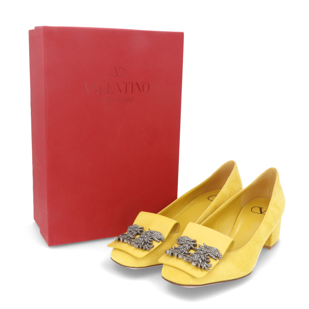 ヴァレンティノ VALENTINO パンプス TW2S0V29 ZCI KG0 レディース イエロー チャンキーヒール ビジュー 新品