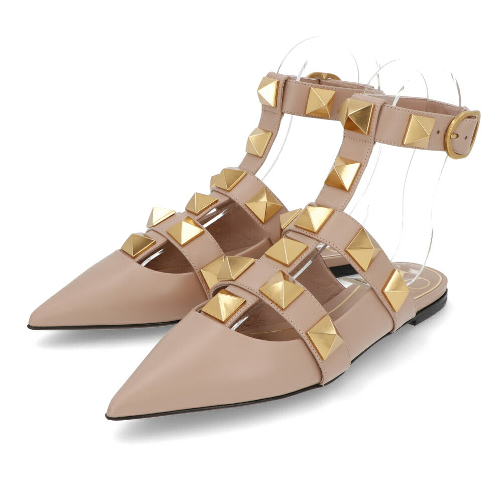 VALENTINO フラット パンプス ローマンスタッズ レザー