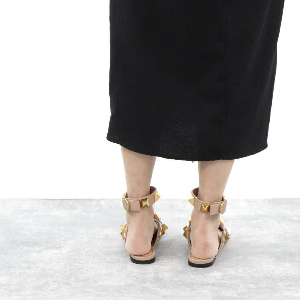 VALENTINO フラット パンプス ローマンスタッズ レザー