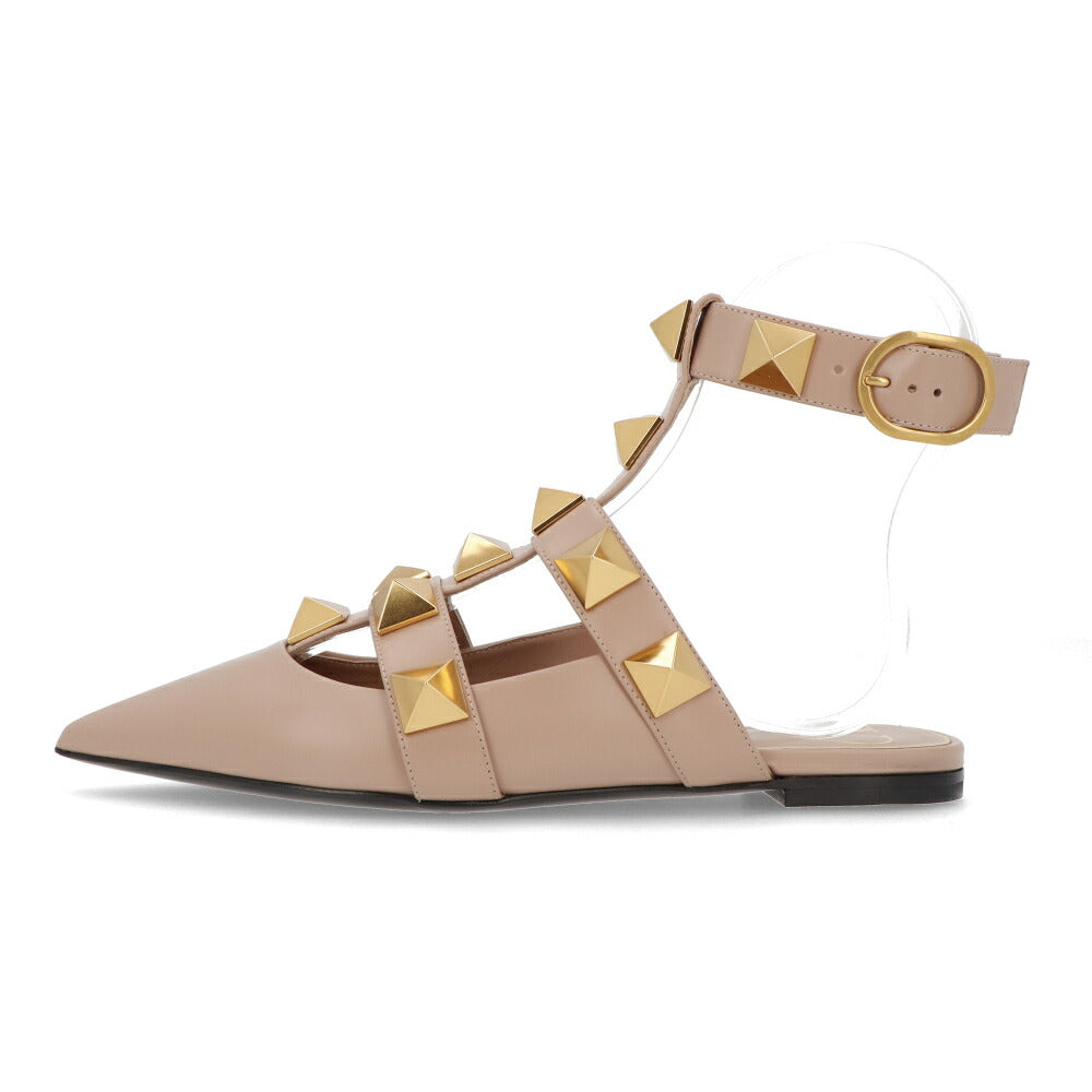 VALENTINO フラット パンプス ローマンスタッズ レザー