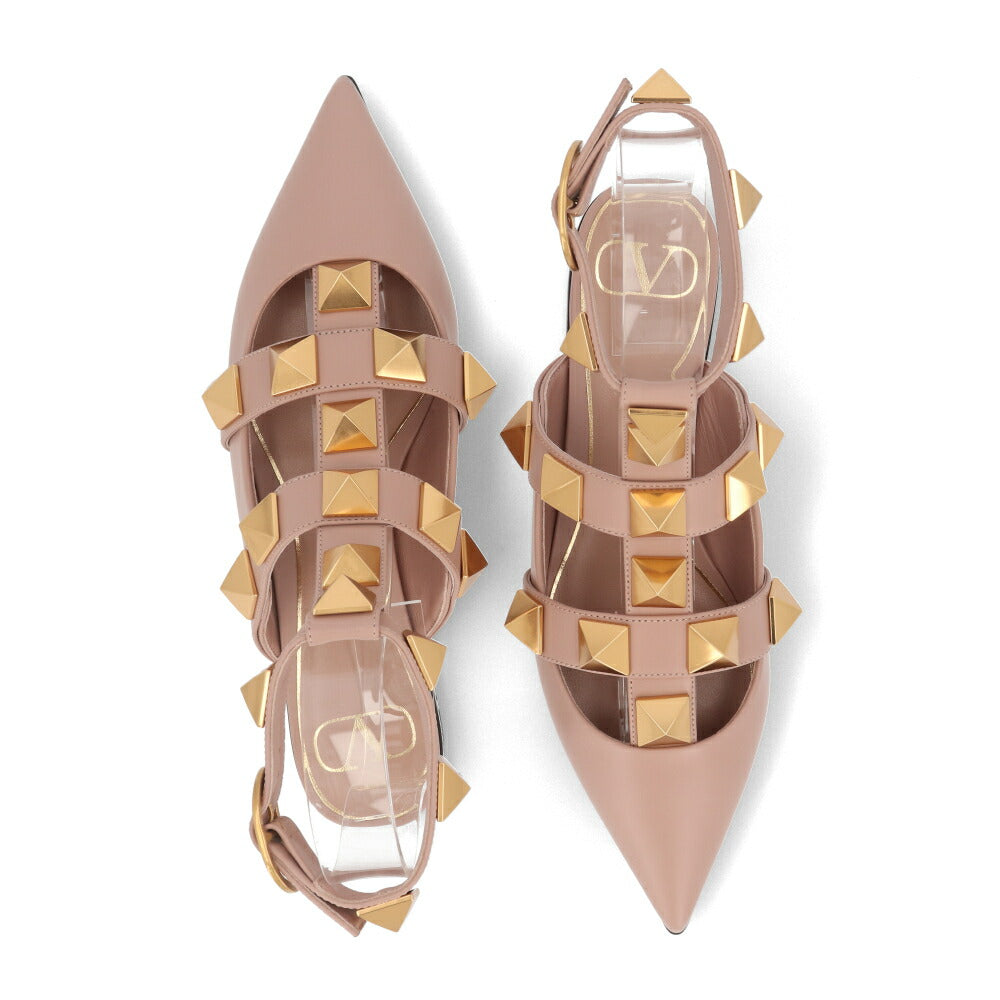 VALENTINO フラット パンプス ローマンスタッズ レザー