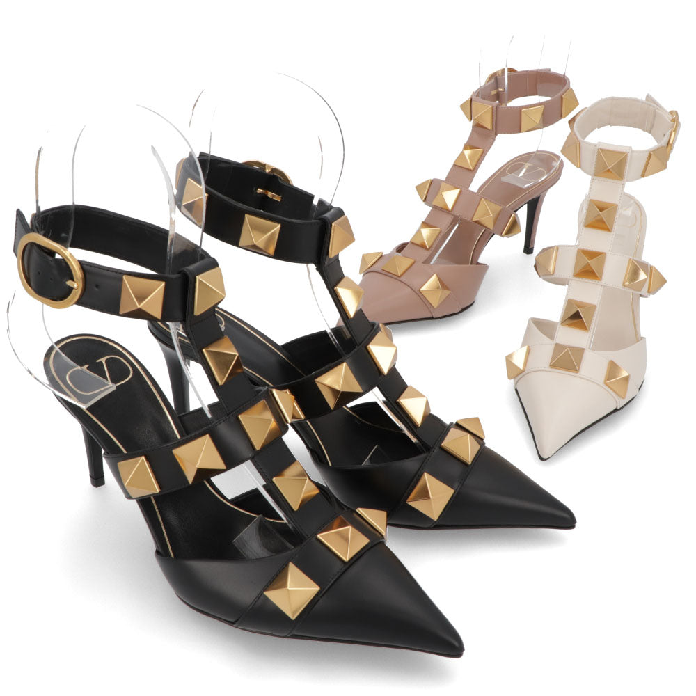 VALENTINO パンプス ローマンスタッズ ストラップ レザー