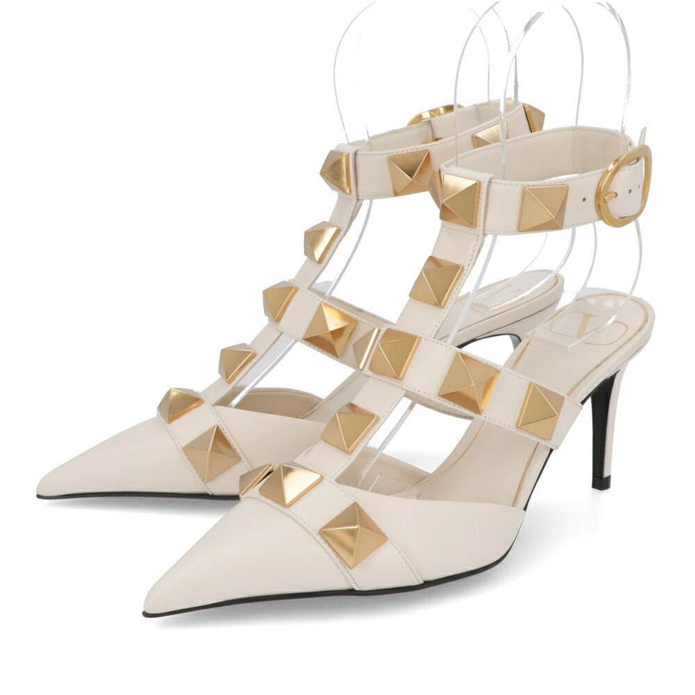 ヴァレンティノ VALENTINO シューズ パンプス レディース ブラック ベージュ アイボリー レザー ローマンスタッズ ポインテッドトゥ ゴールド金具 サンダル ヒールあり 2W2S0CB2ZWM