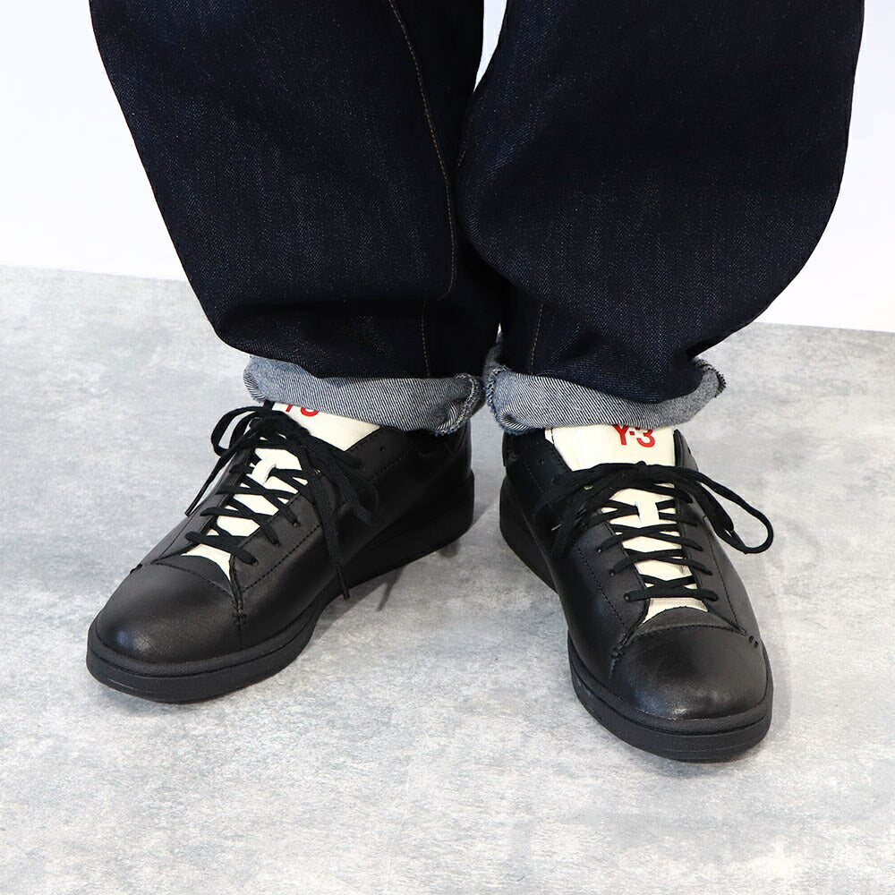 ワイスリー Y-3 シューズ スニーカー メンズ ヨウジコート ブラック レザー ロゴ ツートンカラー ステッチ アディダス ローカット EF2557