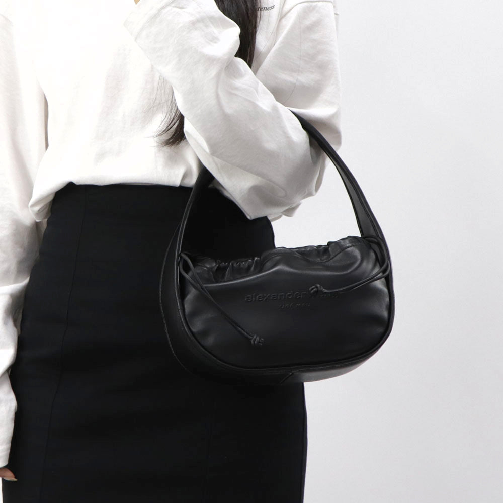 アレキサンダーワン ALEXANDER WANG バッグ ハンドバッグ レディース ブラック レザー ロゴ スモールバッグ ドローストリング