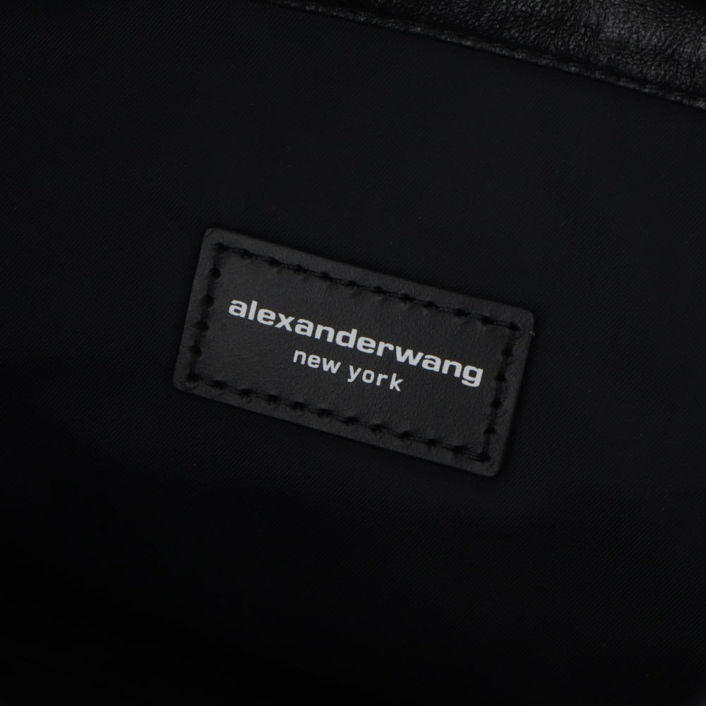 アレキサンダーワン ALEXANDER WANG バッグ ハンドバッグ レディース ブラック レザー ロゴ スモールバッグ ドローストリング