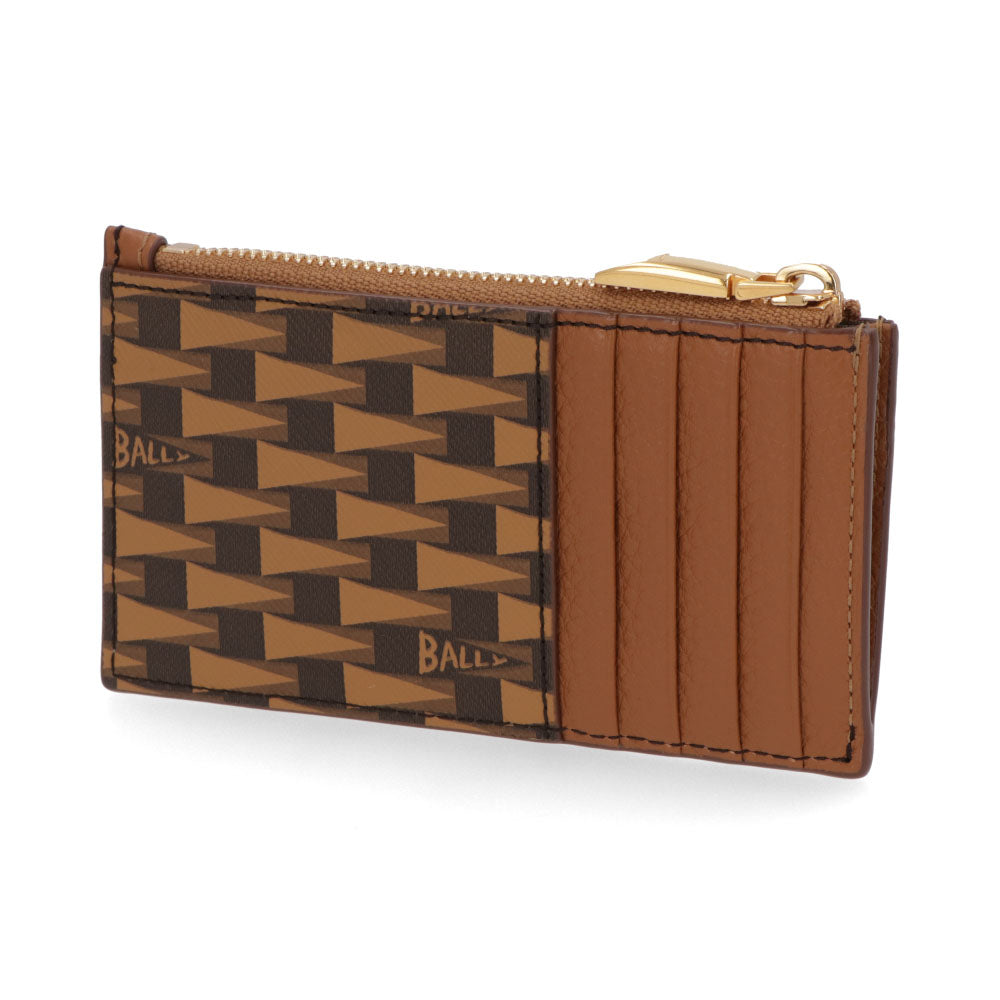 バリー BALLY 財布 小銭入れ・コインケース レディース PENNANT ZIP CH ブラウン レザー カードケース フラグメントケース ロゴ 柄 総柄 ミニ財布 6304811