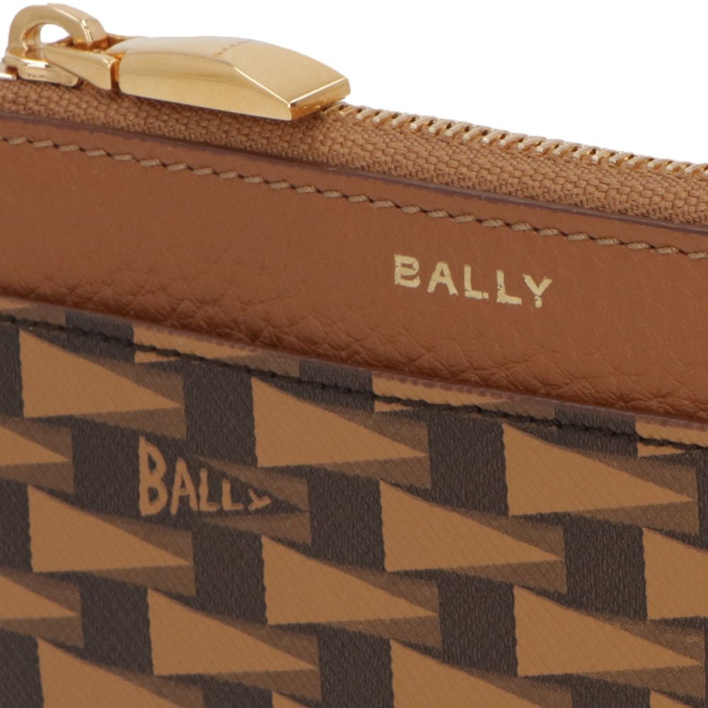 バリー BALLY 財布 小銭入れ・コインケース レディース PENNANT ZIP CH ブラウン レザー カードケース フラグメントケース ロゴ 柄 総柄 ミニ財布 6304811