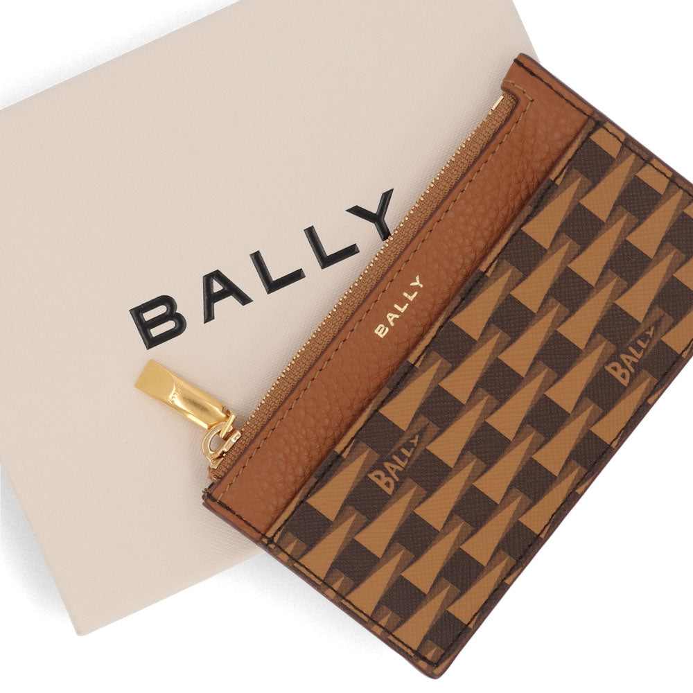 バリー BALLY 財布 小銭入れ・コインケース レディース PENNANT ZIP CH ブラウン レザー カードケース フラグメントケース ロゴ 柄 総柄 ミニ財布 6304811