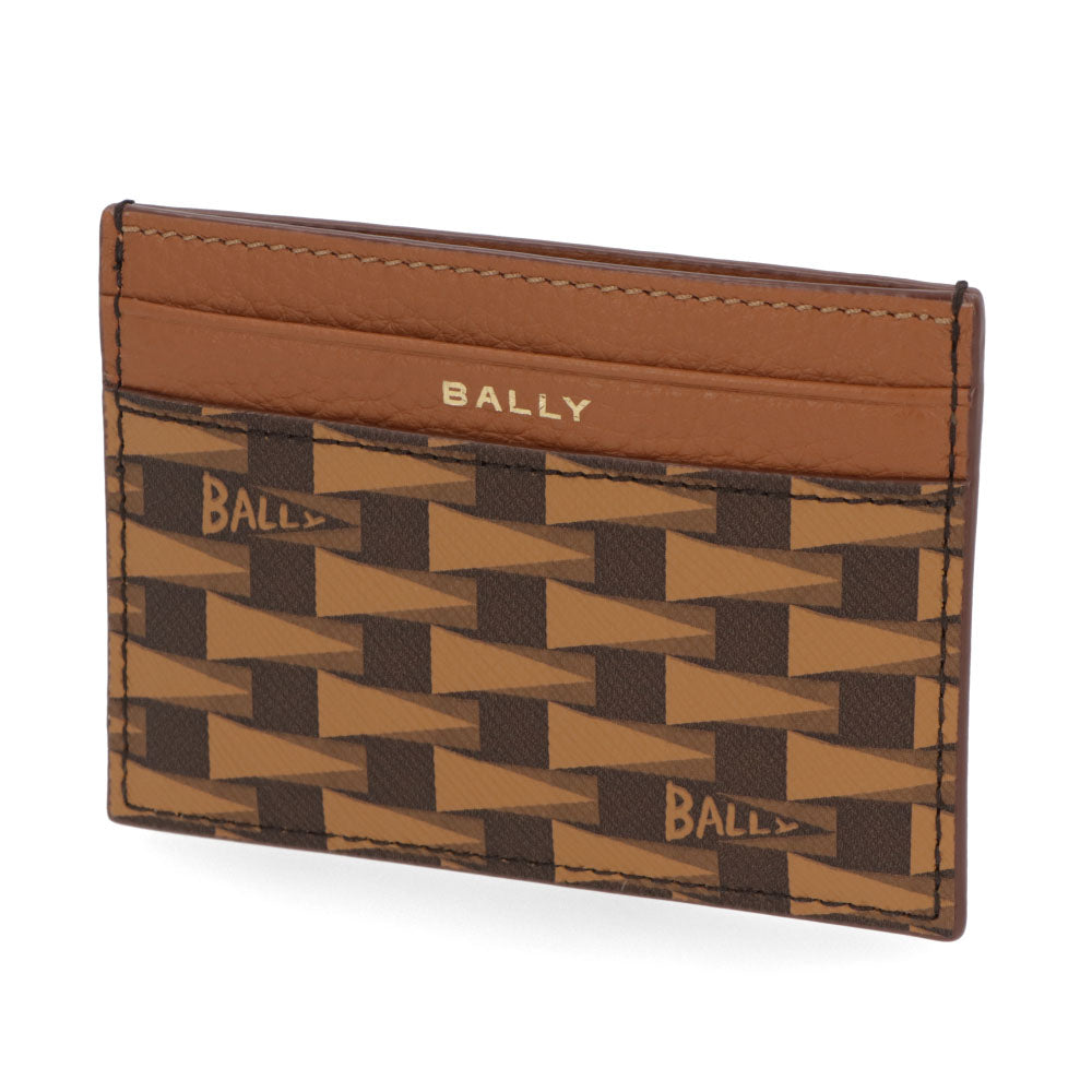 バリー BALLY 雑貨 カードケース ユニセックス Pennant ブラウン レザー ロゴ 柄 総柄 ミニ財布 ブラウン レザー メンズ レディース 6304952