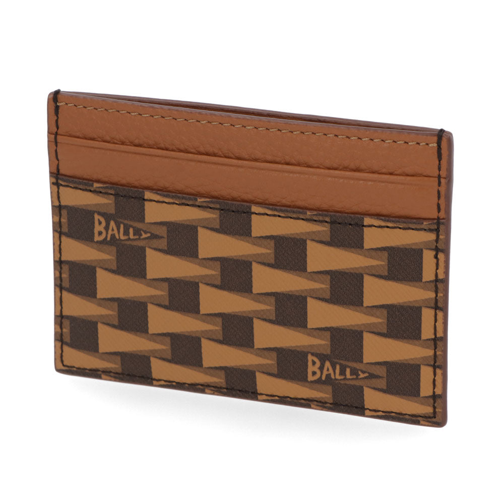 バリー BALLY 雑貨 カードケース ユニセックス Pennant ブラウン レザー ロゴ 柄 総柄 ミニ財布 ブラウン レザー メンズ レディース 6304952