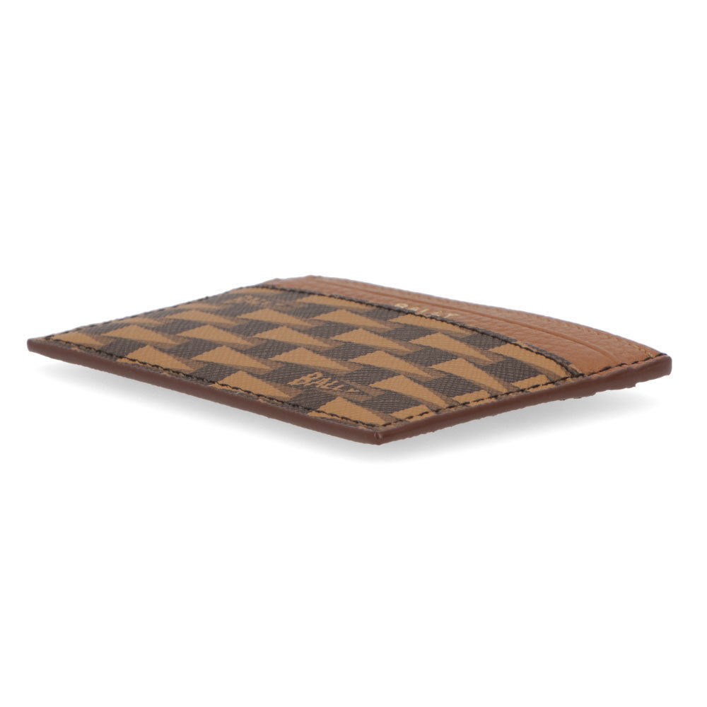 バリー BALLY 雑貨 カードケース ユニセックス Pennant ブラウン レザー ロゴ 柄 総柄 ミニ財布 ブラウン レザー メンズ レディース 6304952