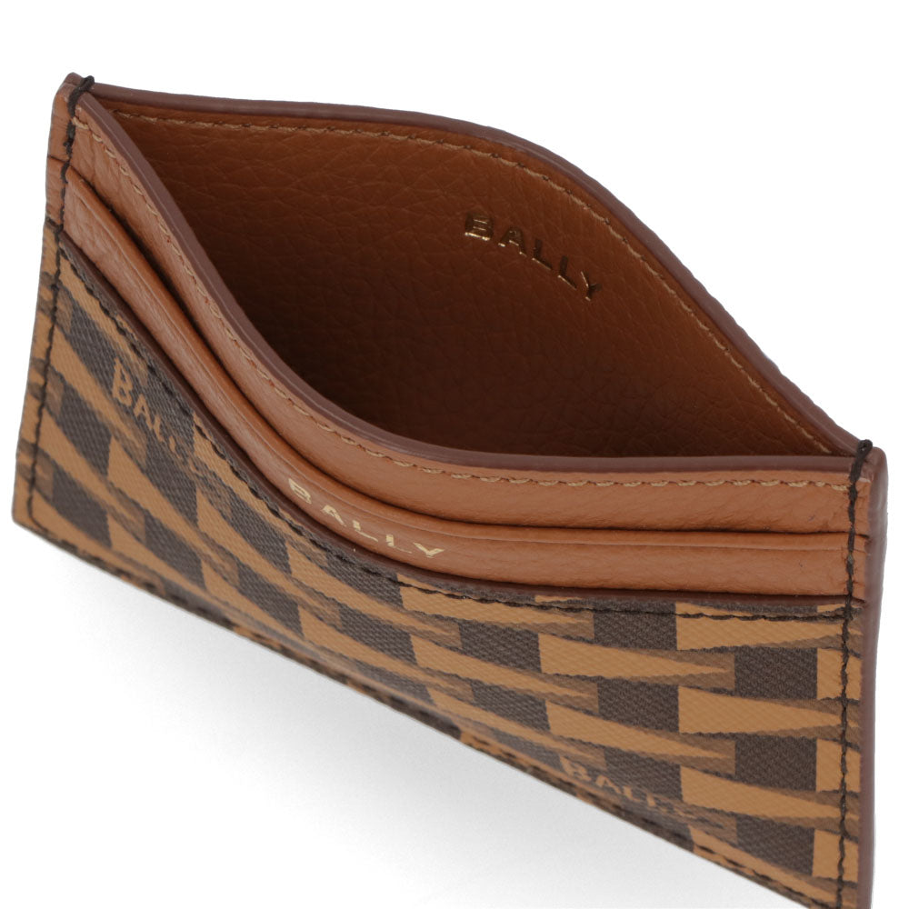 バリー BALLY 雑貨 カードケース ユニセックス Pennant ブラウン レザー ロゴ 柄 総柄 ミニ財布 ブラウン レザー メンズ レディース 6304952