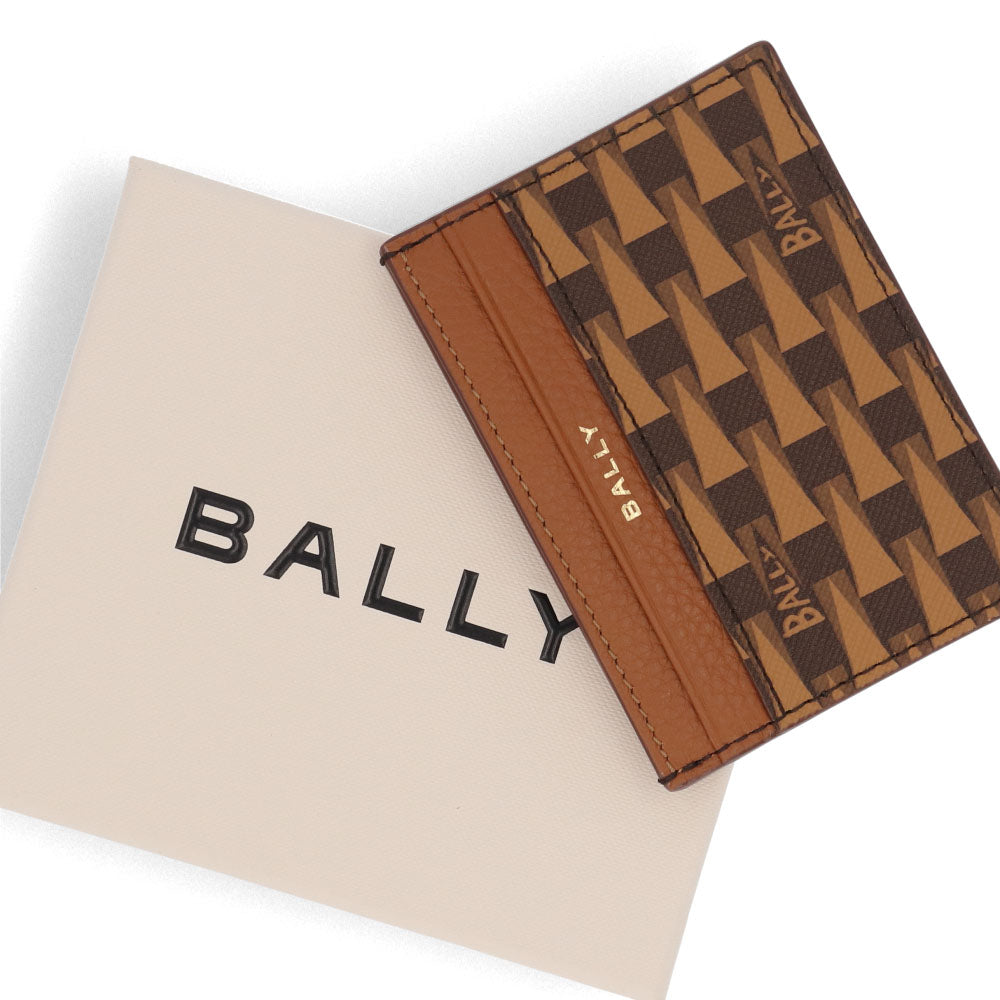 バリー BALLY 雑貨 カードケース ユニセックス Pennant ブラウン レザー ロゴ 柄 総柄 ミニ財布 ブラウン レザー メンズ レディース 6304952