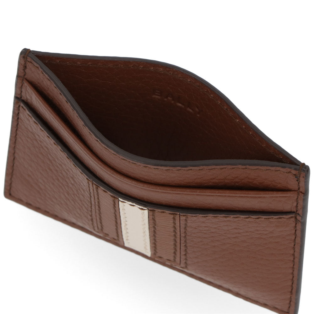 BALLY カードケース Ribbon ブラウン×ホワイト レザー