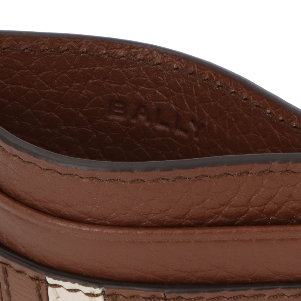 BALLY カードケース Ribbon ブラウン×ホワイト レザー