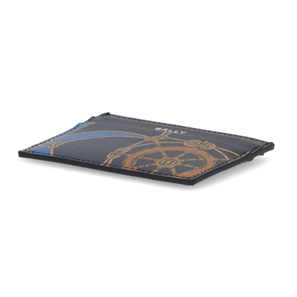 バリー BALLY 雑貨 カードケース・名刺入れ メンズ ネイビー レザー ロゴ プリント 航海 エレガント CRS_C CARD CASE/I506P