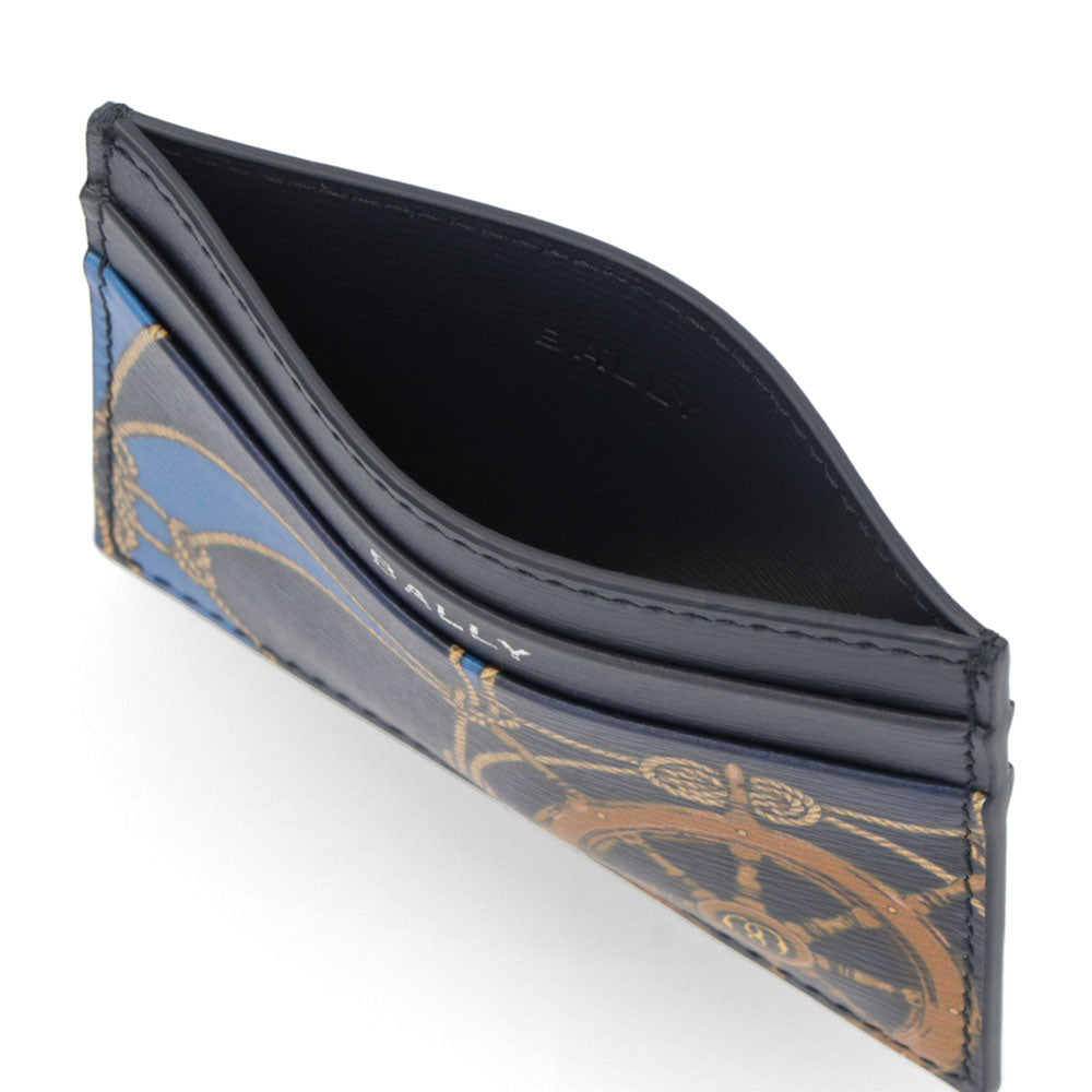 バリー BALLY 雑貨 カードケース・名刺入れ メンズ ネイビー レザー ロゴ プリント 航海 エレガント CRS_C CARD CASE/I506P