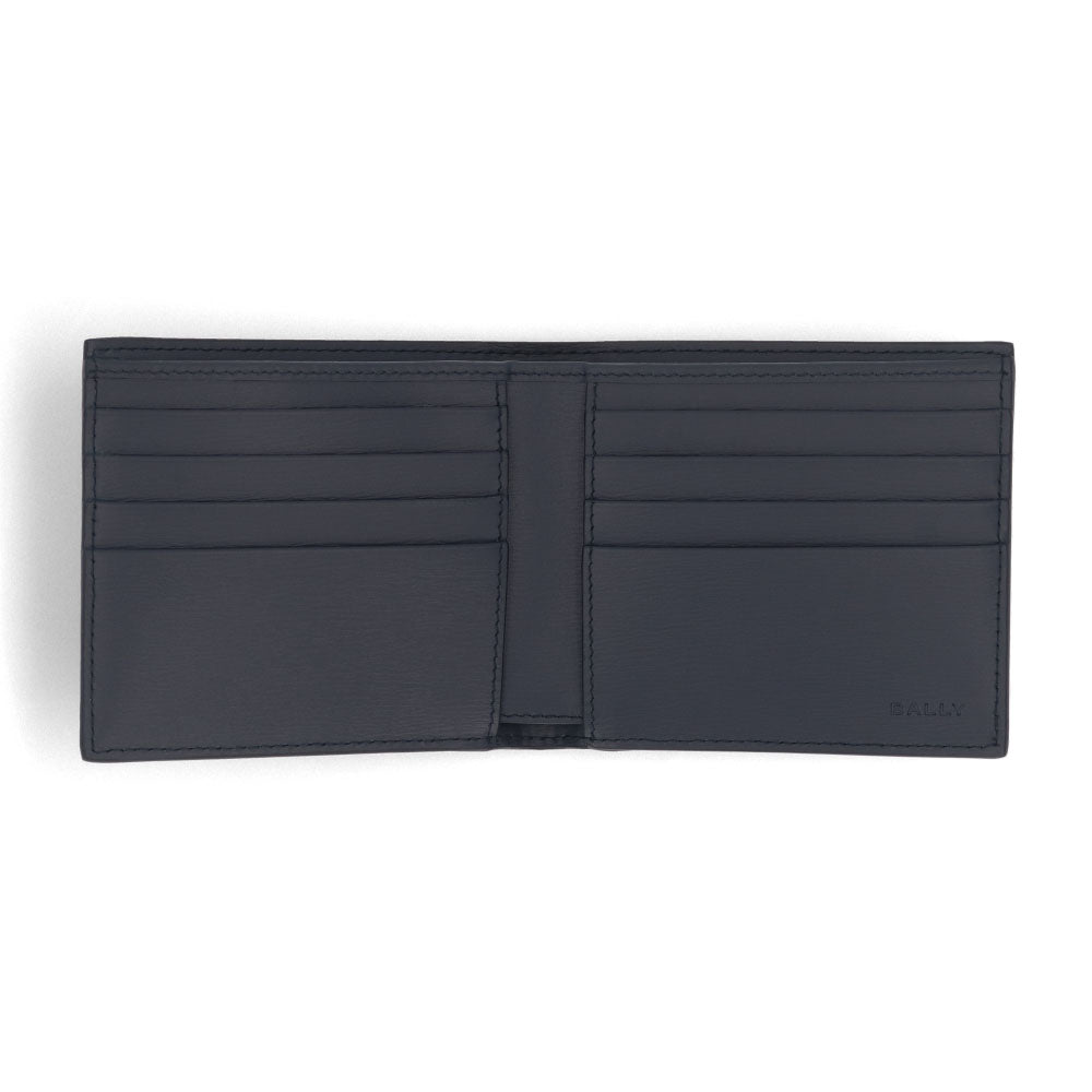 バリー BALLY 財布 二つ折り財布 メンズ CRS_BIFOLD 8CC N ネイビー カーフレザー ロゴ プリント 航海 エレガント 小銭入れなし 761346608558