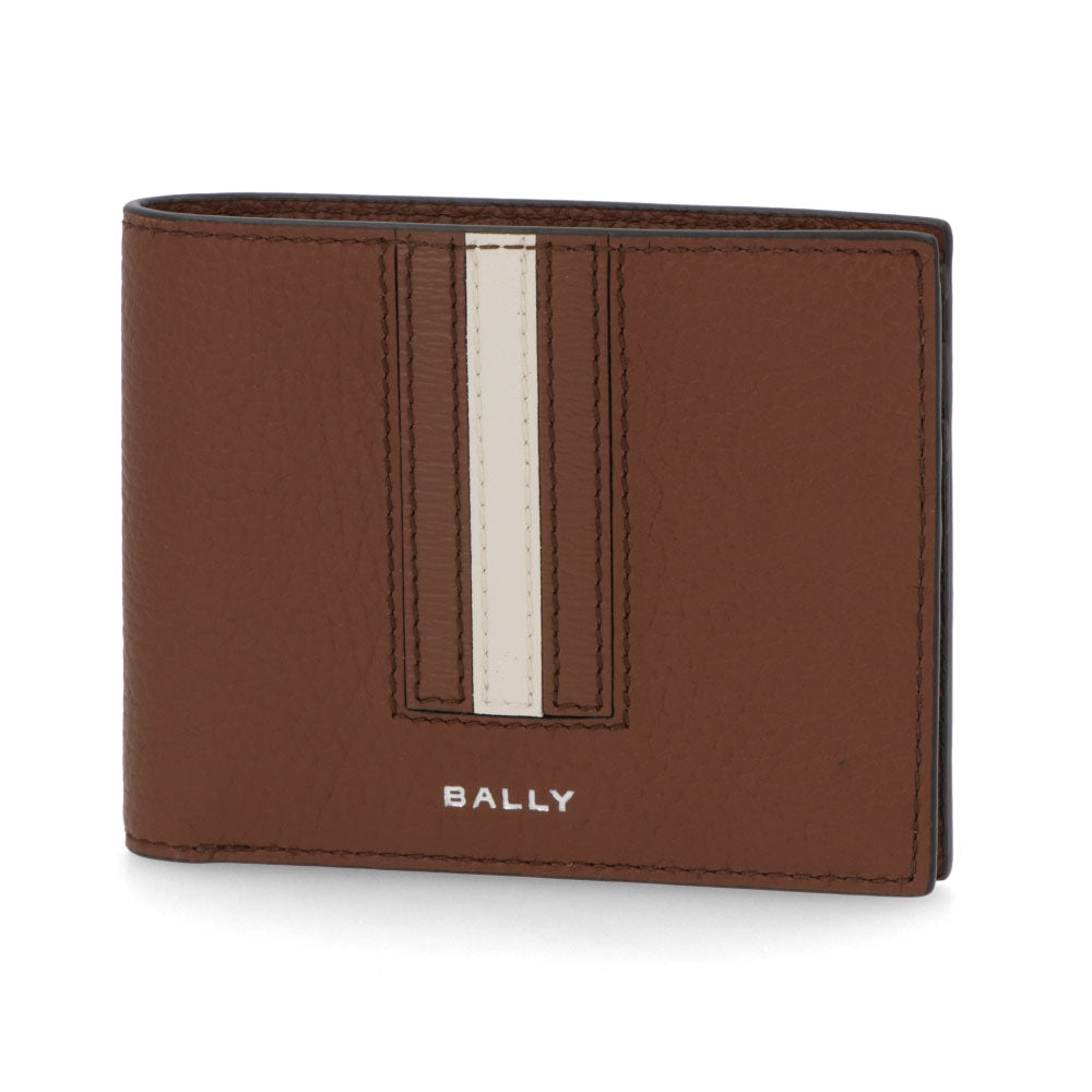 バリー BALLY 財布 二つ折り財布 メンズ 761346612296 ブラウン ネイビー レザー ロゴ シンプル ストライプデザイン 小銭入れなし RBN_BIFOLD ID N