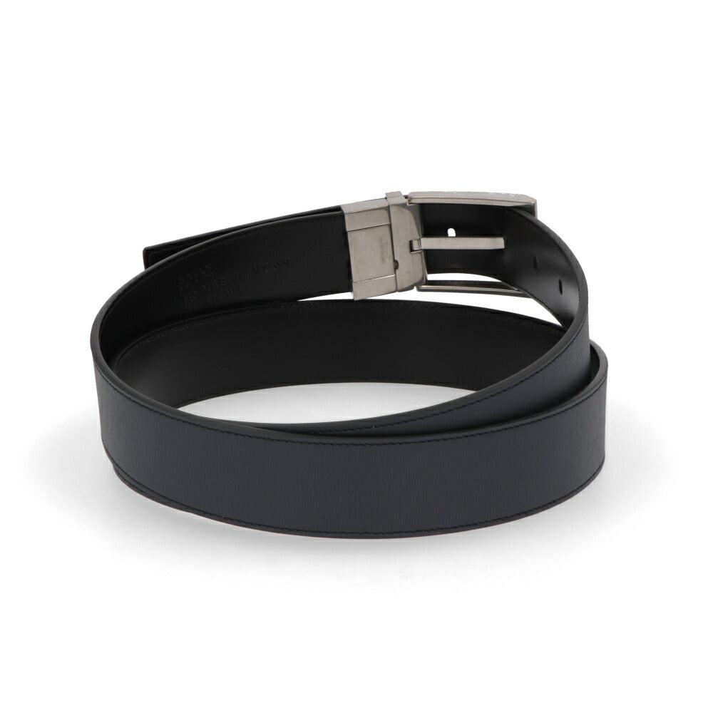 BALLY ベルト ネイビー×ブラック レザー リバーシブル