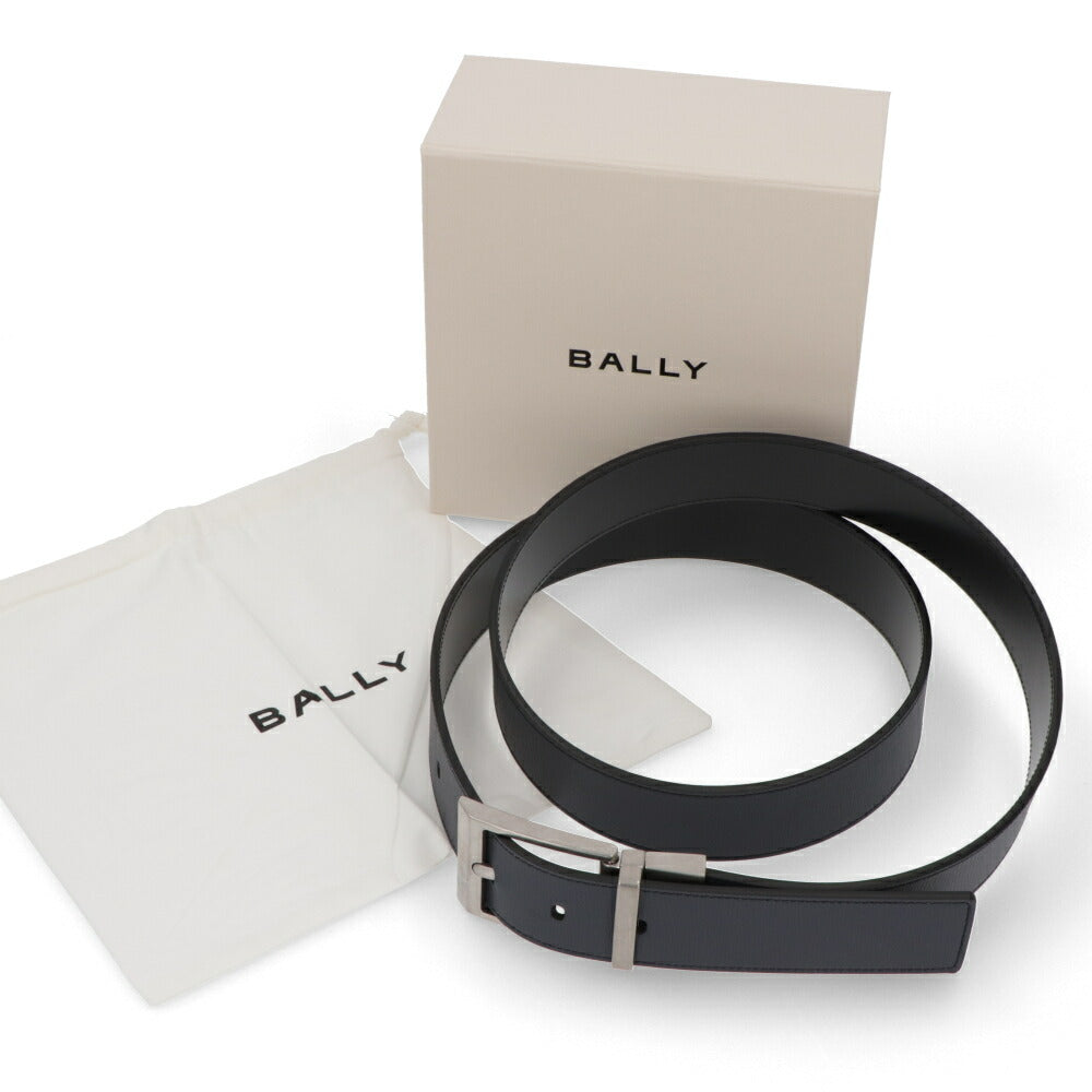 BALLY ベルト ネイビー×ブラック レザー リバーシブル