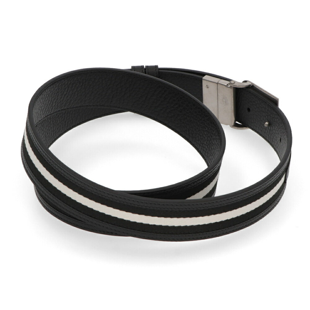 BALLY ベルト ブラック レザー キャンバス ロゴ