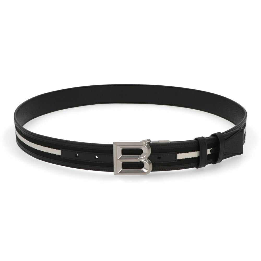 BALLY ベルト ブラック レザー キャンバス ロゴ
