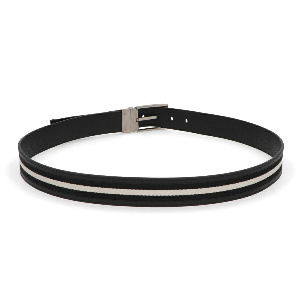 BALLY ベルト ブラック レザー キャンバス ロゴ