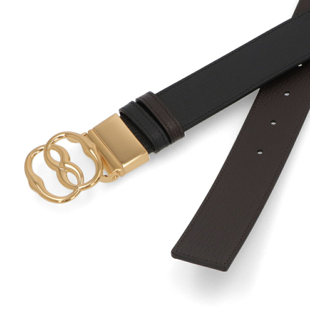 BALLY ベルト ブラック×ブラウン レザー ロゴ エンブレム