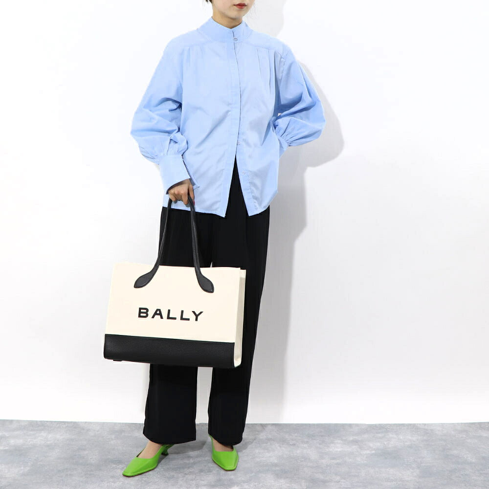 BALLY トートバッグ BAR KEEP ON EW ホワイト×ブラック