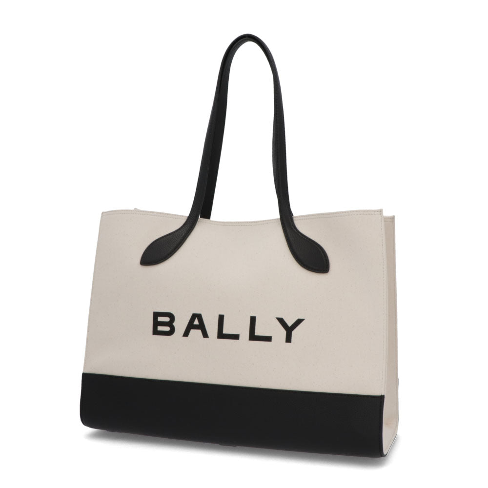 BALLY トートバッグ BAR KEEP ON EW ホワイト×ブラック