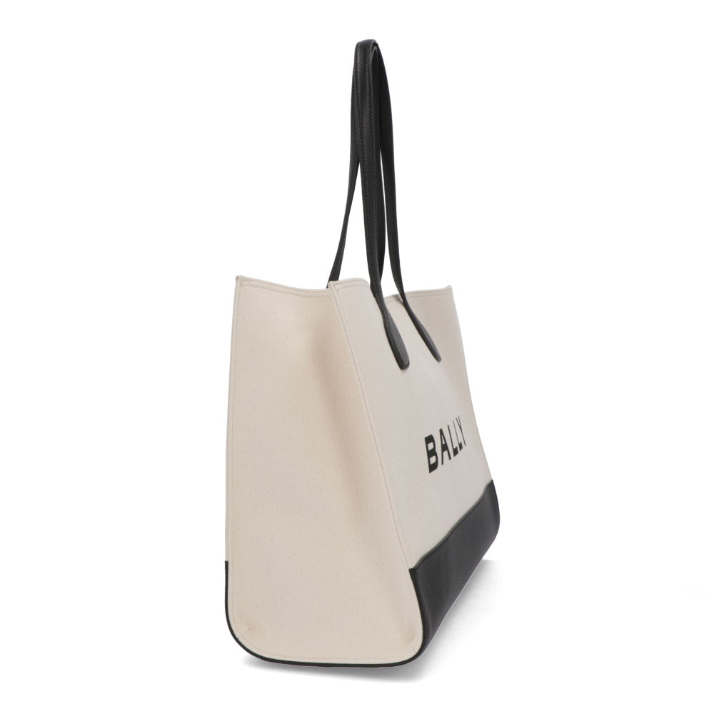 BALLY トートバッグ BAR KEEP ON EW ホワイト×ブラック