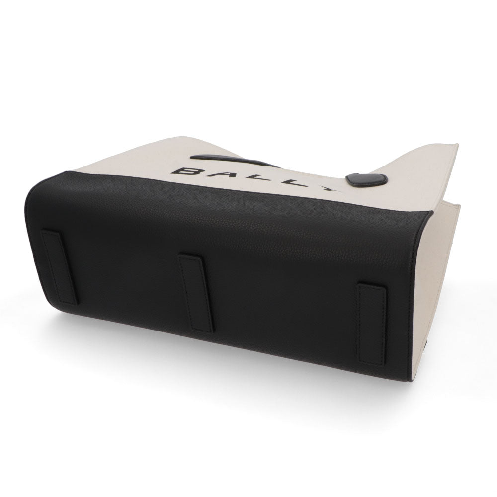 BALLY トートバッグ BAR KEEP ON EW ホワイト×ブラック