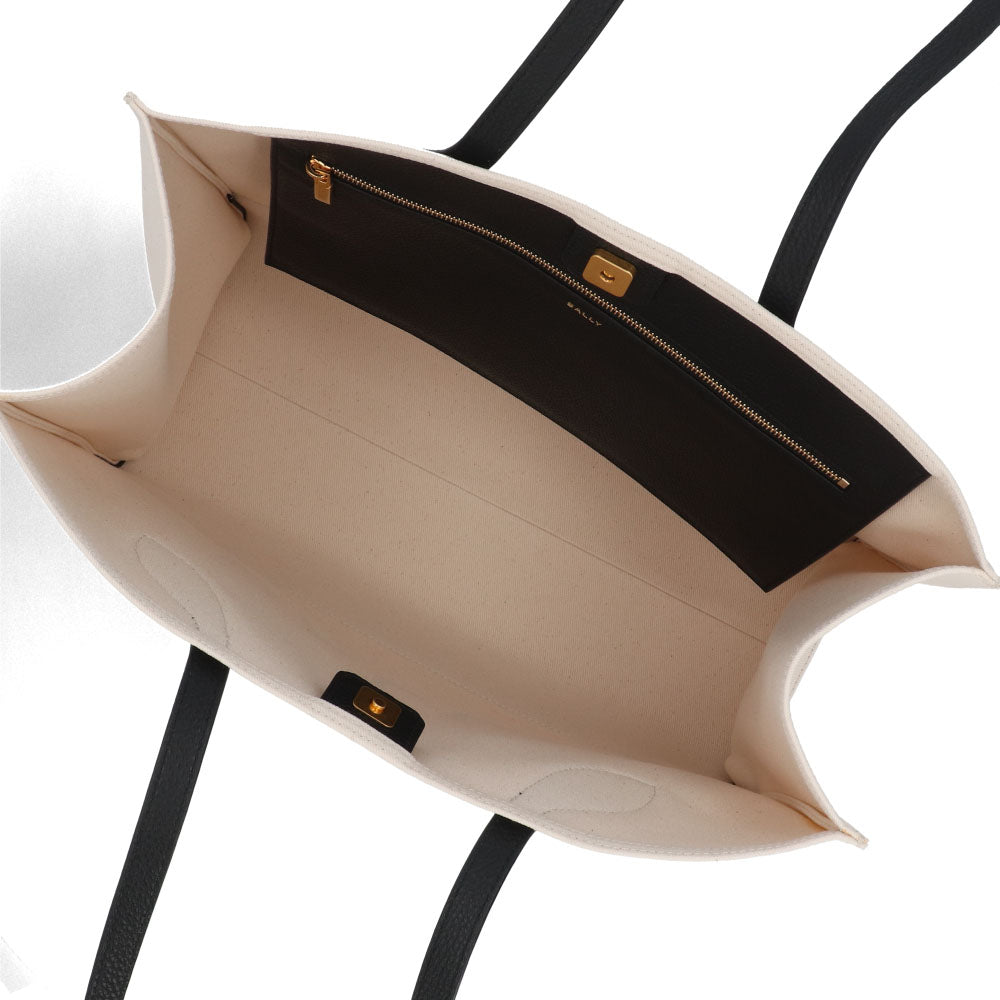 BALLY トートバッグ BAR KEEP ON EW ホワイト×ブラック