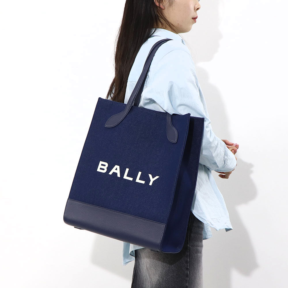 BALLY トートバッグ BAR KEEP ON NS ホワイト×ブラック