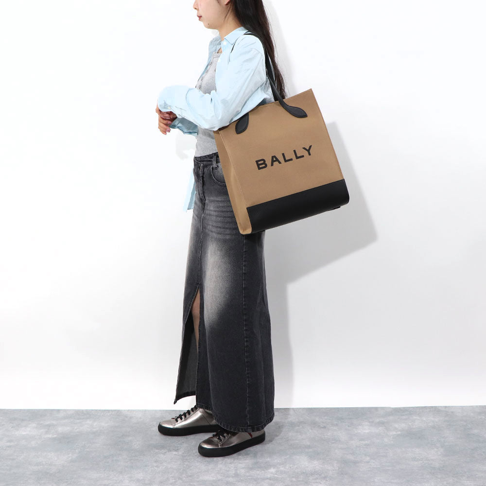 BALLY トートバッグ BAR KEEP ON NS ホワイト×ブラック