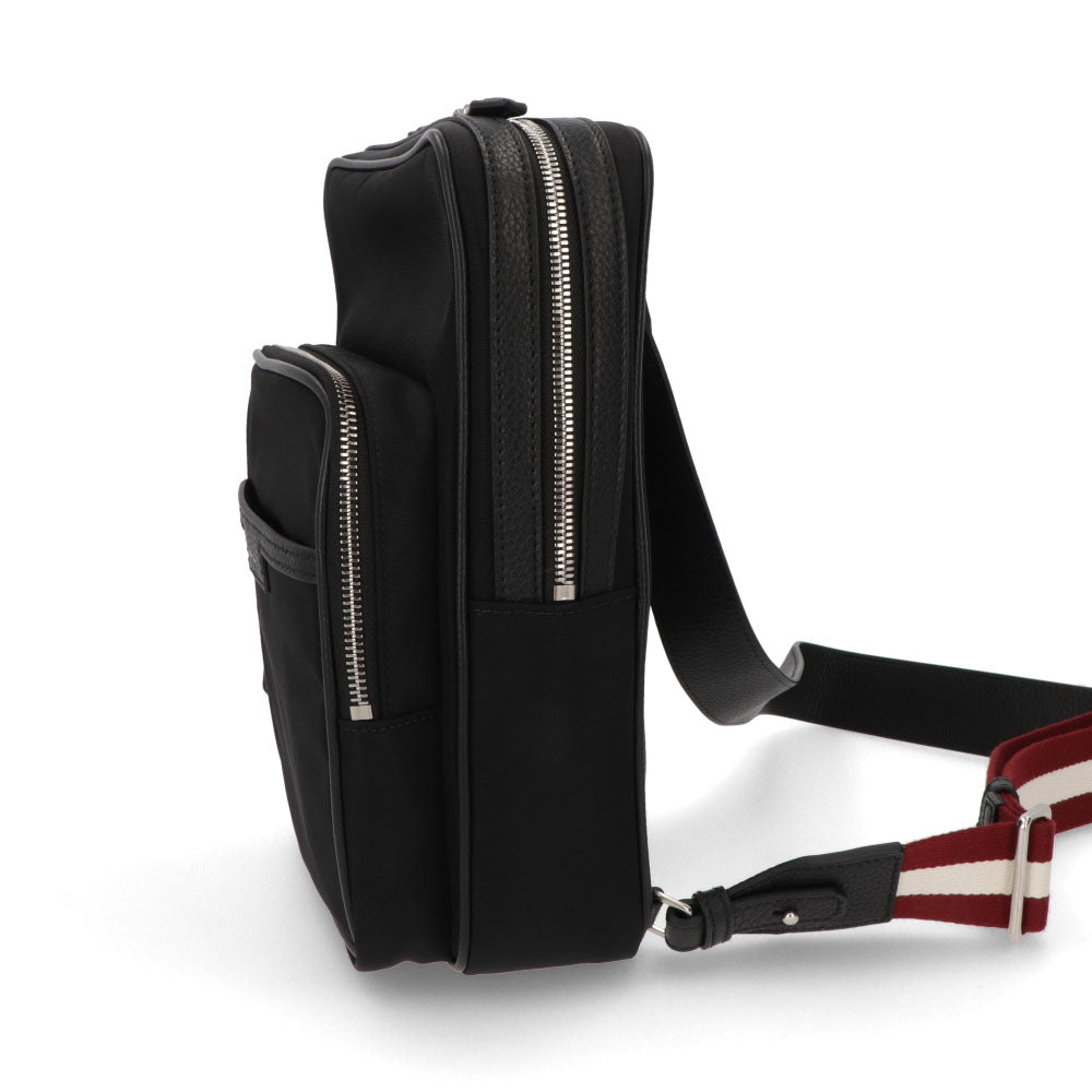 バリー BALLY バッグ ボディバッグ メンズ CODE SLING BAGF ネイビー ブラック レザー ロゴ ストライプ スリングバッグ ベルトバッグ 761346610341