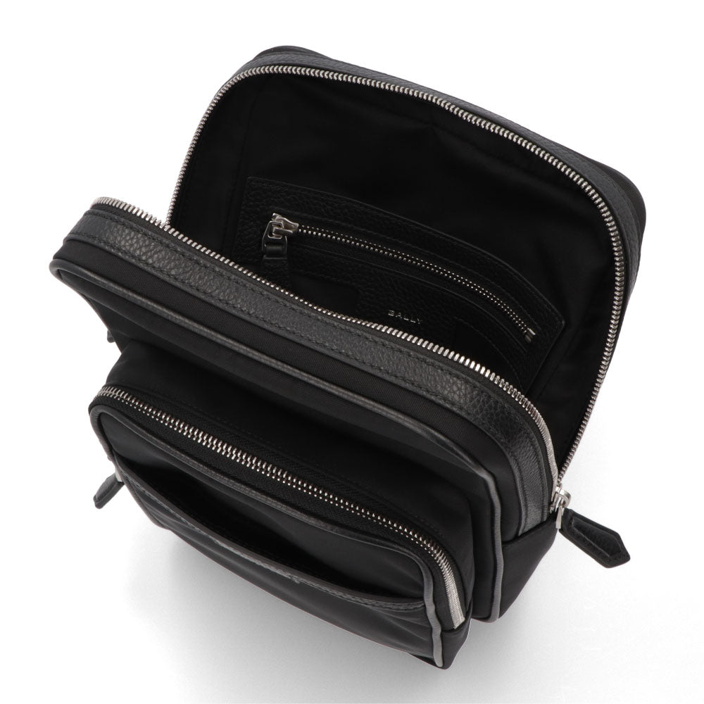 バリー BALLY バッグ ボディバッグ メンズ CODE SLING BAGF ネイビー ブラック レザー ロゴ ストライプ スリングバッグ ベルトバッグ 761346610341