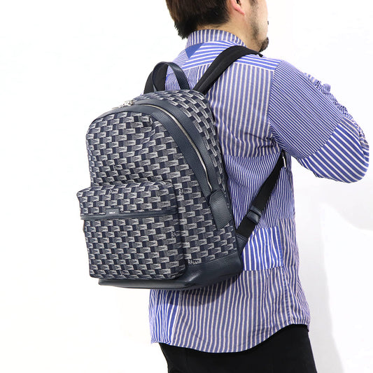 BALLY バックパック ネイビー レザー メペナントモチーフ