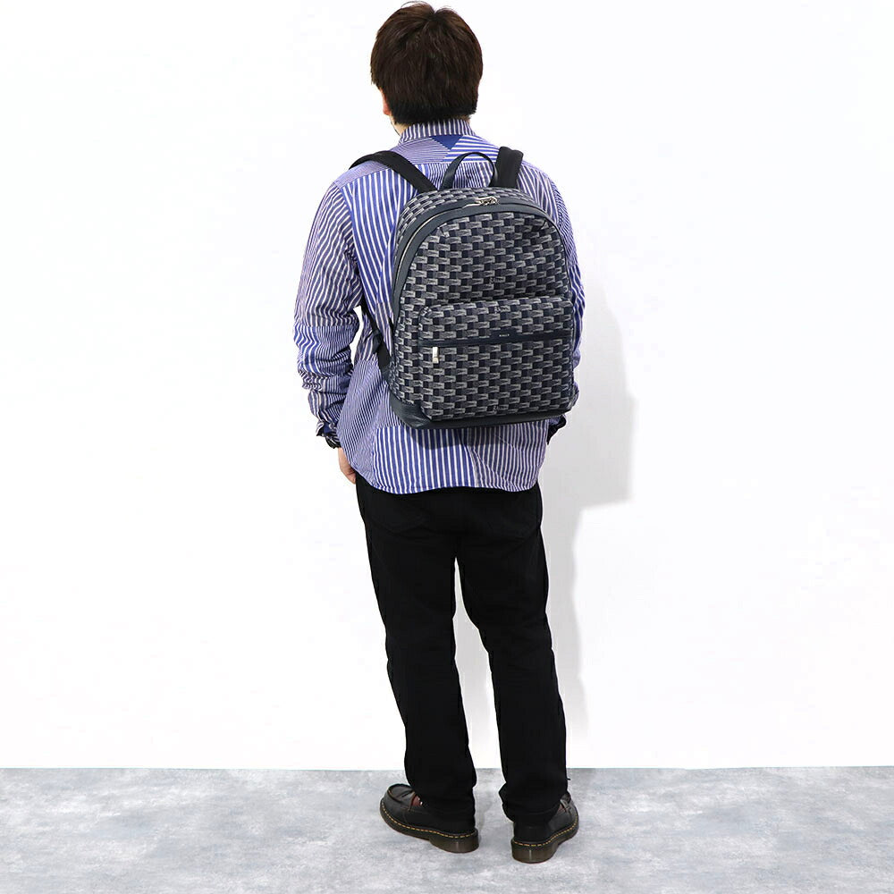 BALLY バックパック ネイビー レザー メペナントモチーフ