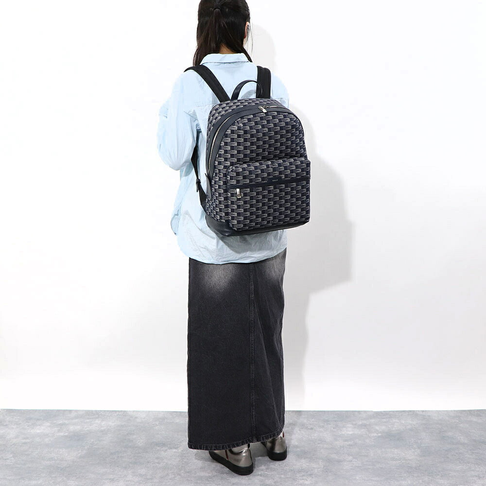 BALLY バックパック ネイビー レザー メペナントモチーフ