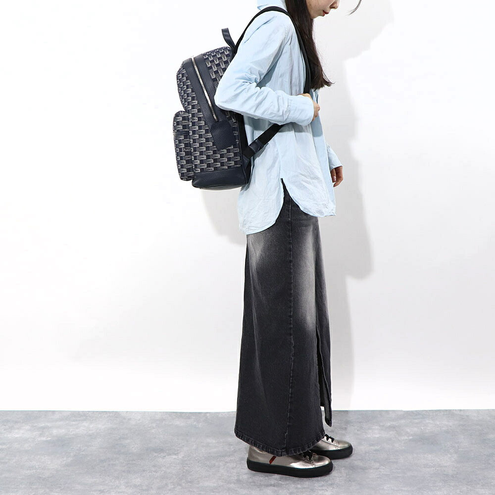 BALLY バックパック ネイビー レザー メペナントモチーフ