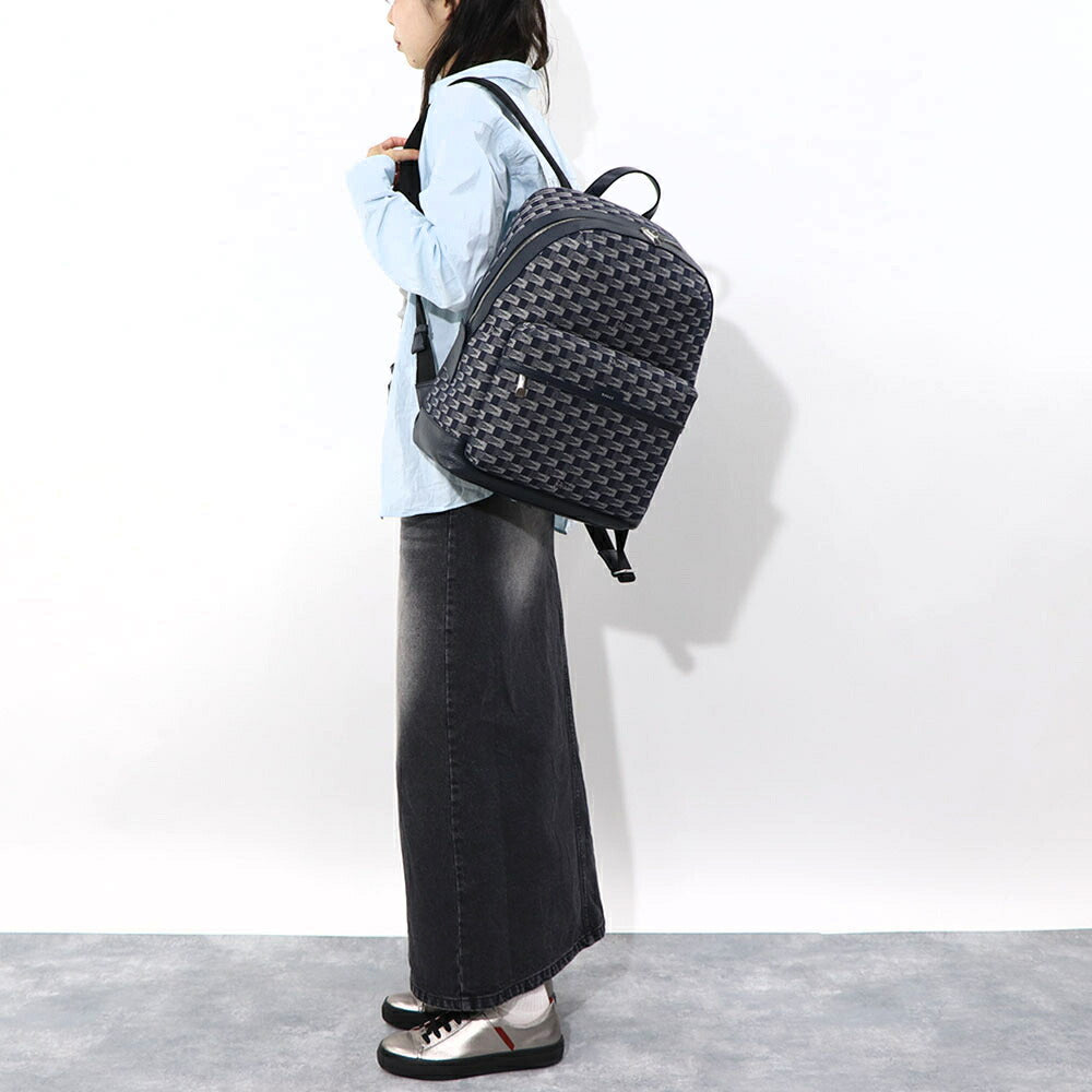 BALLY バックパック ネイビー レザー メペナントモチーフ
