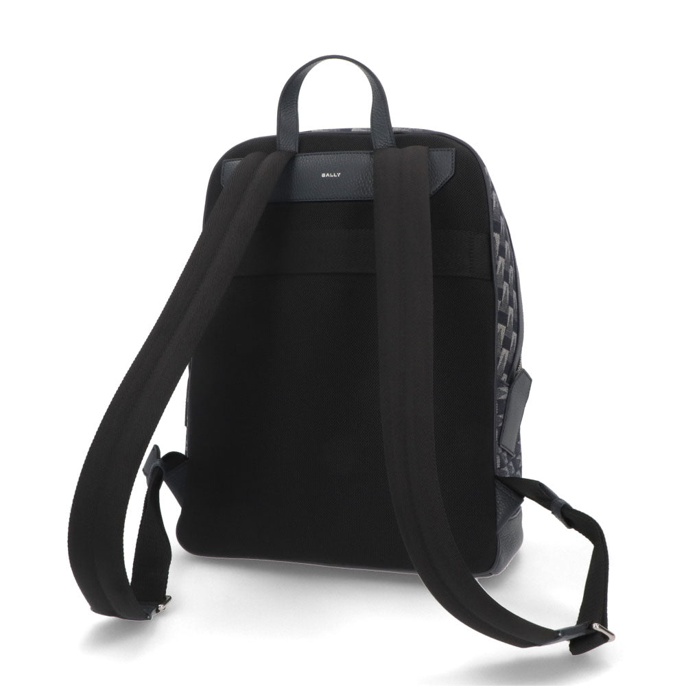 BALLY バックパック ネイビー レザー メペナントモチーフ