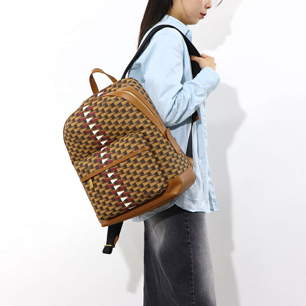 バリー BALLY バッグ リュック・デイパック ユニセックス BORD TREKK グレー系 ブラウン×レッド ブラウン レザー メンズ レディース ペナントモチーフ ゴールド金具 シルバー金具