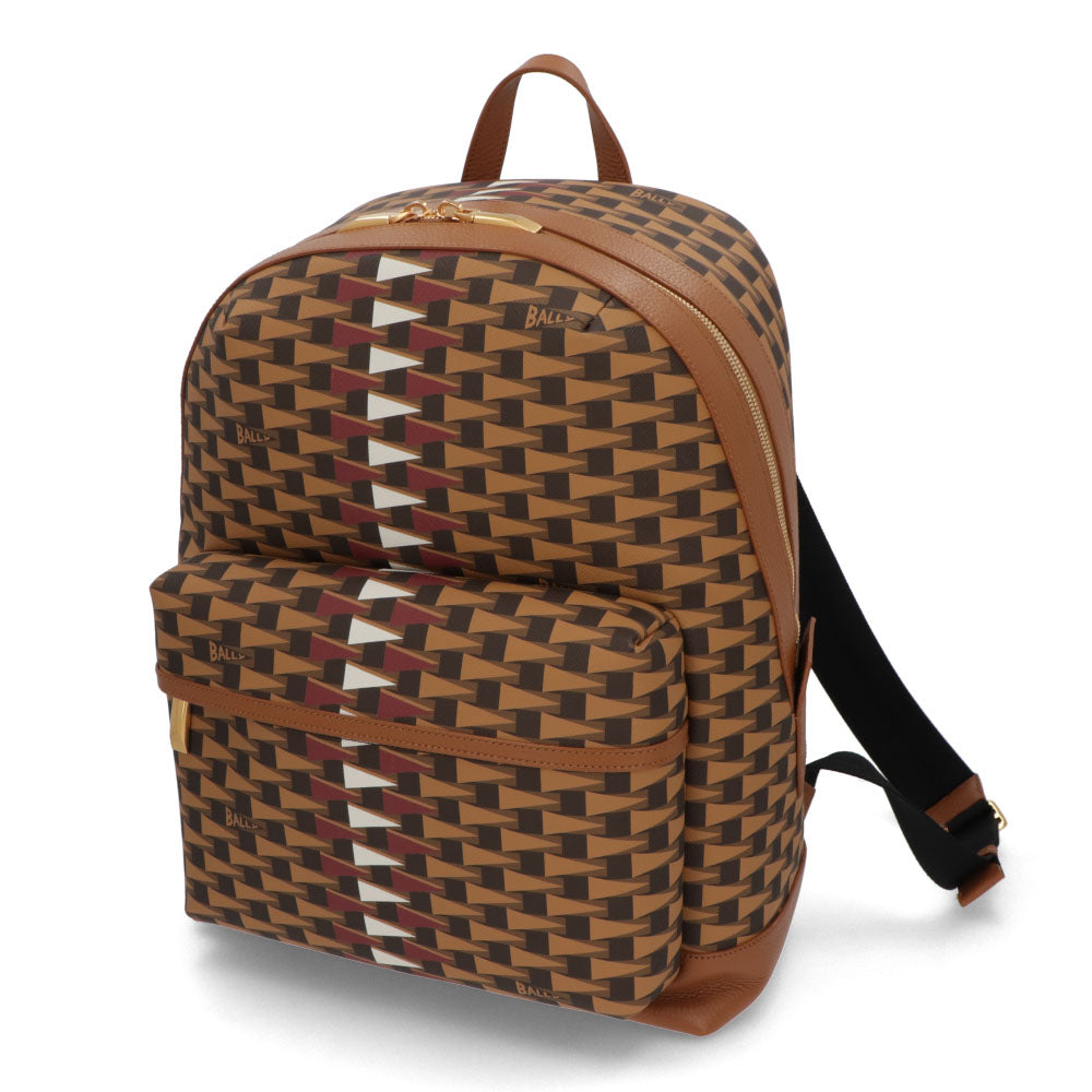 バリー BALLY バッグ リュック・デイパック ユニセックス BORD TREKK グレー系 ブラウン×レッド ブラウン レザー メンズ レディース ペナントモチーフ ゴールド金具 シルバー金具