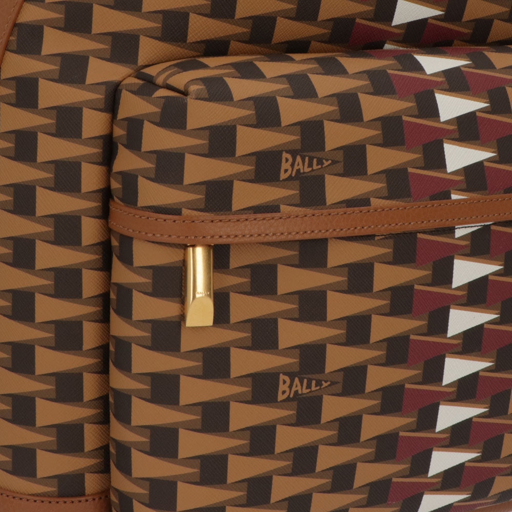 バリー BALLY バッグ リュック・デイパック ユニセックス BORD TREKK グレー系 ブラウン×レッド ブラウン レザー メンズ レディース ペナントモチーフ ゴールド金具 シルバー金具