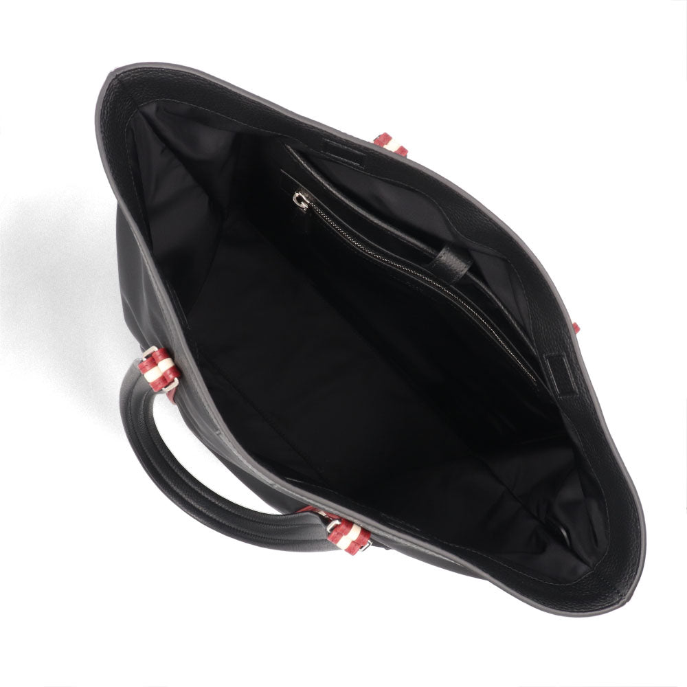 バリー BALLY バッグ トートバッグ ユニセックス CODE TOTE NSF ブラック ナイロン レザー メンズ レディース ロゴ シルバー金具 シンプル 大容量 MAE03A